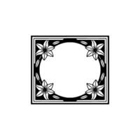 Floral Border Frame, Black and White, Minimalist , Invitation Template. vector