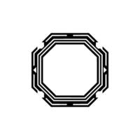 Geometric Octagon Frame Modern Black White Element. vector