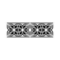 Geometric Floral Border Ornament in Black White, Decorative Element. vector