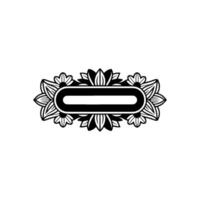 Floral Ornament Frame in Black White, Elegant Element. vector