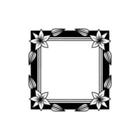 Floral Frame, Elegant Black and White, Decorative Border, Empty Space, Minimalist. vector