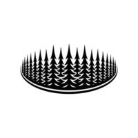 Minimalist Forest Silhouette Circle Clean. vector