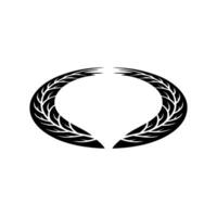 Minimalist Black Laurel Wreath on White Background. vector
