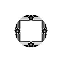 Japanese Plum Blossom Frame, Minimalist Black White. vector