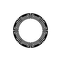 Greek Key Circular Frame on Off-White Minimalist Geometric. vector