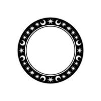 Celestial Ring Black and White Lunar and Star Motif on Cream Background. vector