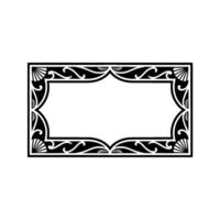 Elegant Decorative Rectangular Frame with Ornate Swirls, Black and White. vector