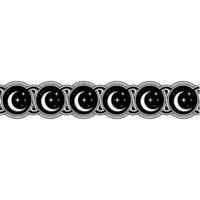 Elegant Crescent Moon Star Pattern Border , Black White. vector