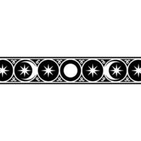 Celestial Pattern Border, Black and White Geometric. vector