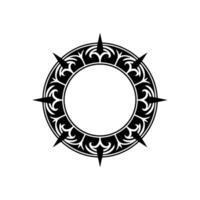 Ornamental Black Circle Frame with Spikes. vector