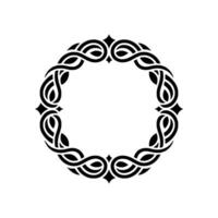 Elegant Black Celtic Knot Circle Frame on Cream Background. vector