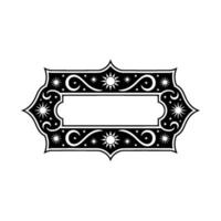 Elegant Celestial Label Black White Decorative Frame for Text. vector