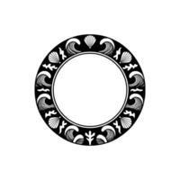 Elegant Circular Marine Frame Shells Waves, Minimalist Black White. vector
