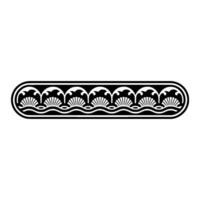 Elegant Black Shell Border, Ornamental Element on White. vector