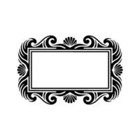 Elegant Black White Frame with Ornate Swirls for Announcements. vector