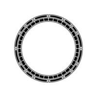 Minimalist Geometric Circle Border - Decorative Black White Element. vector