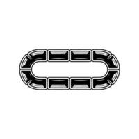Black White Geometric Oval Chain, Minimalist. vector