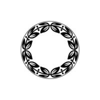 Elegant Black Leaf Wreath on Light Background - Decorative Element. vector