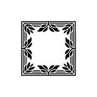Elegant Square Frame with Leafy Flourishes, Minimalist. vector