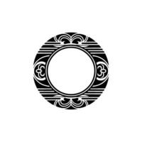 Ornate Black Circle Frame, Geometric on White Background. vector