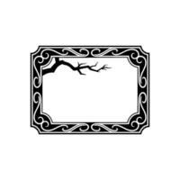 Ornate Black Frame with Branch Elegant Element. vector