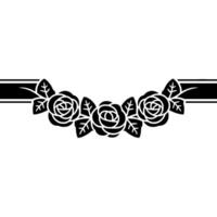 Elegant Black Rose Garland on White Background. vector