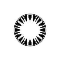 Circular Forest Silhouette on Cream Background. vector