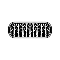 Minimalist Forest - Aspen Trees in Rounded Rectangle, Monochrome. vector