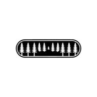 Minimalist Forest Badge Black and White Evergreen Trees. vector