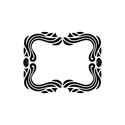 Elegant Art Nouveau Frame , Decorative Black Border on White.