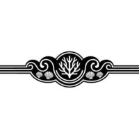 Elegant Nautical Black and White Decorative Border with Sea Life Elements. vector