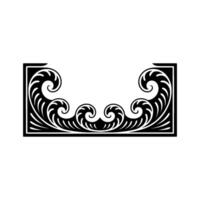 Elegant Black Swirl Frame Element on White, Decorative Border. vector