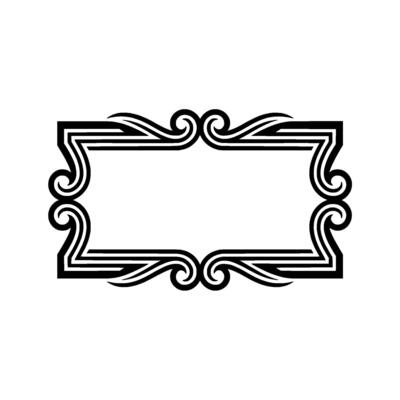 Elegant Black and Silver Decorative Frame on White Background.
