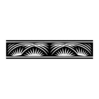 Ornate Black White Border with Abstract Leaf Motifs. vector