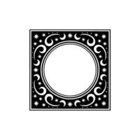 Celestial Frame Black and White Decorative for Invitations Branding. vector