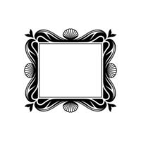 Elegant Black and White Decorative Frame with Seashells and Leaf Accents. vector