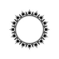 Ornate Black Circle Frame Sunburst , Minimalist Illustration. vector