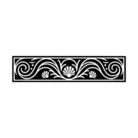 Elegant Black and White Scrollwork Border with Seashells. vector