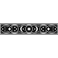 Celestial Border Black White Star, Moon, and Swirl. vector