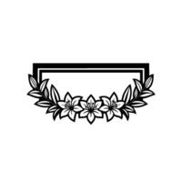 Elegant Floral Frame Black White Lily. vector