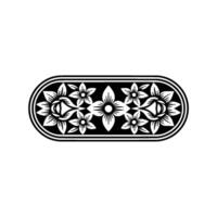 Elegant Black and White Floral Pattern, Decorative Element. vector