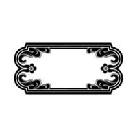 Elegant Black and White Floral Frame on White Background - ,-.. vector