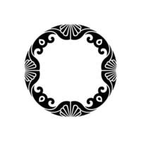Black Ornamental Circle Frame on White Background. vector