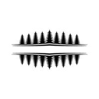 Minimalist Forest Silhouettes with Reflection and Blank Space. vector