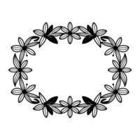 Floral Oval Frame, Black and White, Minimalist , Invitation Element. vector