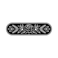 Minimalist Rose Emblem Black White Floral. vector