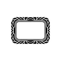 Decorative Black Frame with Rounded Corners on White Background. vector