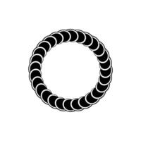 Geometric Black and White Circle of Repeating Shapes, Minimalist. vector