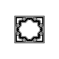 Elegant Black White Floral Frame , Modern Geometric Border, Decorative Element. vector
