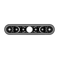 Celestial Border in Black White, Repeating Moon Star Motif. vector